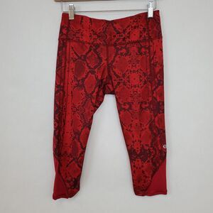 Lululemon Leggings Womens 8? Vent It Out Crop Mini Ziggy Snake Print Red Run Gym